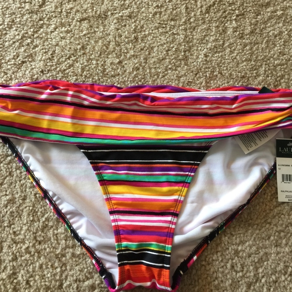 New Ralph Lauren sunset stripes bottom swim bikini red blue yellow Orange 12 - Picture 2 of 5
